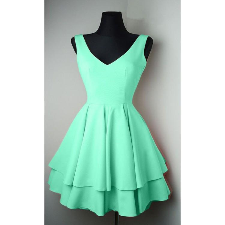 Simple V Neck Satin Pretty Homecoming Dresses Short Prom Dresses US4 / Mint Simple V Neck Satin Pretty Homecoming Dresses Short Prom Dresses US4 / Mint