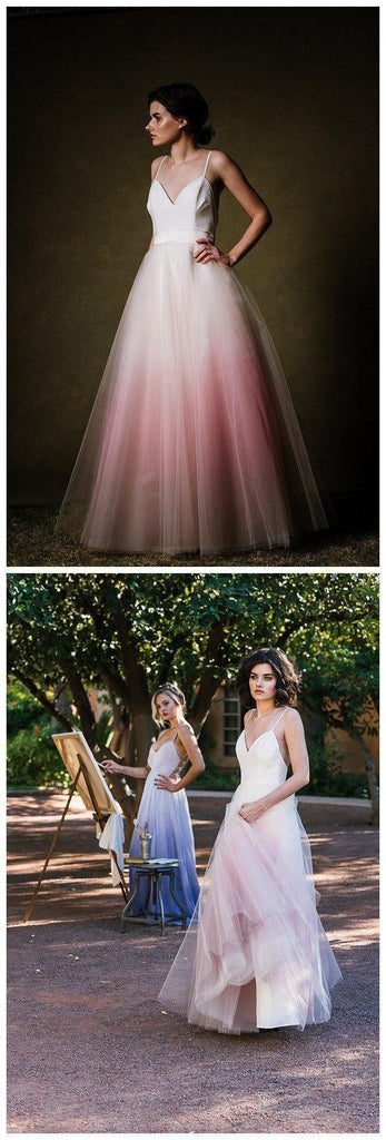 Spaghetti Straps A-line Tulle Floor-length Long Prom/Formal Dress PG837 - Pgmdress