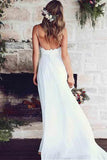 Spaghetti Straps A-Line Wedding Dresses With Lace Appliques WD186 - Pgmdress