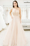 Spaghetti Straps Illusion Plunging V Neckline Wedding Dress WD458