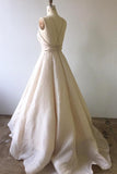 Spaghetti Straps Ivory Long Wedding Dress with Criss Back WD210 - Pgmdress