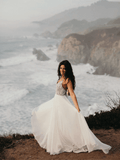 Spaghetti Straps Neckline A-line Rustic Wedding Dresses With Beaded WD549 - Pgmdress