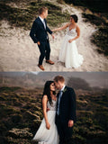 Spaghetti Straps Neckline A-line Rustic Wedding Dresses With Beaded WD549 - Pgmdress