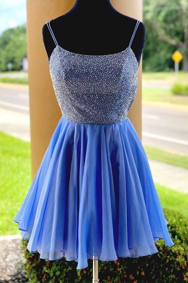 Sparkle Beaded Cap Sleeves Light Sky Blue Homecoming Dress US16 / Blue Sparkle Beaded Cap Sleeves Light Sky Blue Homecoming Dress US16 / Blue