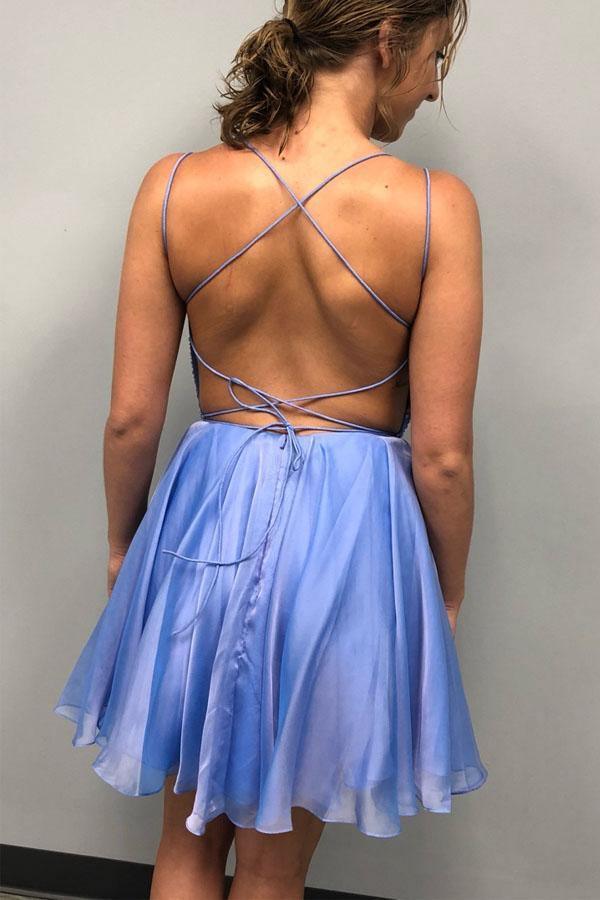 Sparkle Beading Blue Short Prom Dress Homecoming Dress PD315 - Pgmdress