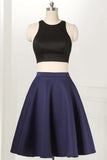 Straight Two Piece Sleeveless Knee-Length Black Homecoming Dress PD264 - Pgmdress