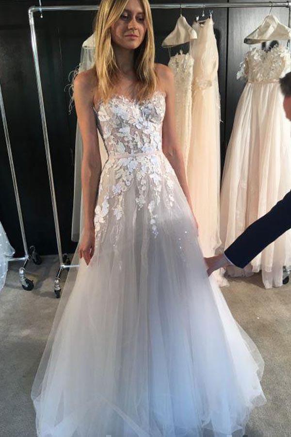 sexy modern wedding dress Strapless Sexy See Through Wedding Dress with Sweetheart Neck WD352 US6 / Ivory