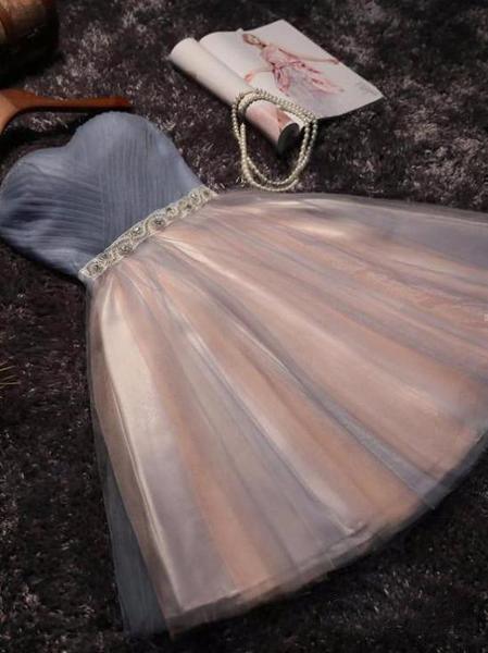Strapless Sweetheart Neck Homecoming Dress Blush Pink Short Prom Dress –  Pgmdress