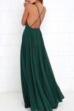 Straps Dark Green Long Bridesmaid Dress with Criss Cross Back BD076 - Pgmdress
