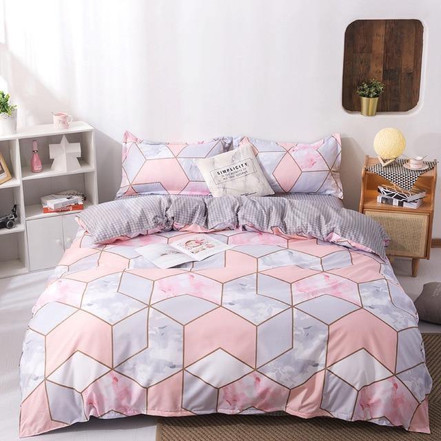 Stripe Leaf Duvet Cover Set Simple Nordic Bedding Set Quilt Cover Bed Sheet King Size Single Double Queen Bed Linens - Pgmdress