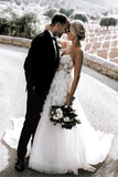 Sweetheart A-line Wedding Dresses Tulle Appliqued Gowns WD466 - Pgmdress