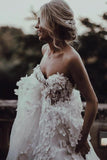 Sweetheart A-line Wedding Dresses Tulle Appliqued Gowns WD466 - Pgmdress