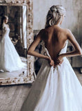 Sweetheart Ball Gown Sweep Train Tulle Wedding Dress with Appliques WD442 - Pgmdress