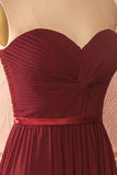 Sweetheart Neck Chiffon Burgundy Long Prom Dress Bridesmaid Dress PG422 - Pgmdress