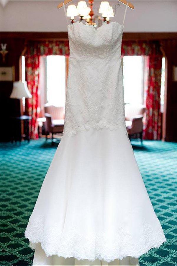 Sweetheart Neckline Mermaid Wedding Dresses With Lace Appliques WD194 - Pgmdress