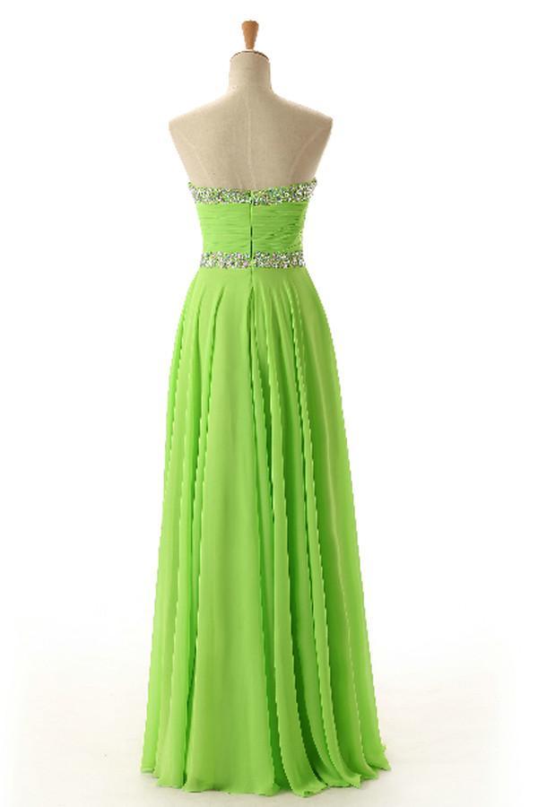 Sweetheart Sleeveless Backless Chiffon Green Prom Dress PG 243 - Pgmdress