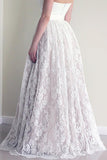 Sweetheart Sleeveless Long White Wedding Dress with Lace WD053 - Pgmdress