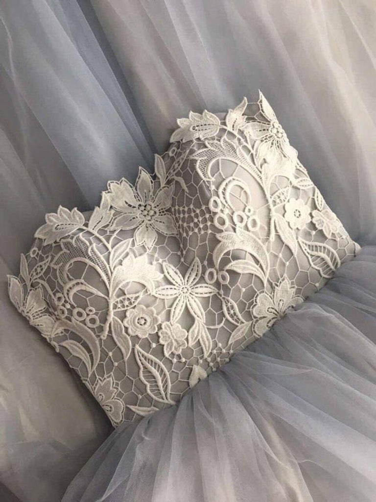 Sweetheart Strapless A Line Bohemian Wedding Dress Modest Tulle Bridal Gown WD427 - Pgmdress