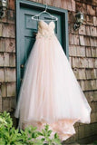 Sweetheart Strapless Flowers Beading Wedding Dress With Court Train WD092 - Pgmdress