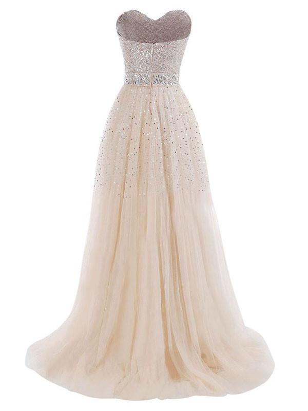 Sweetheart Tulle Long Prom Dress With Beading Sequins PG 210 - Pgmdress