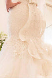 Tulle Mermaid Wedding Dress With Lace Appliques WD299 - Pgmdress