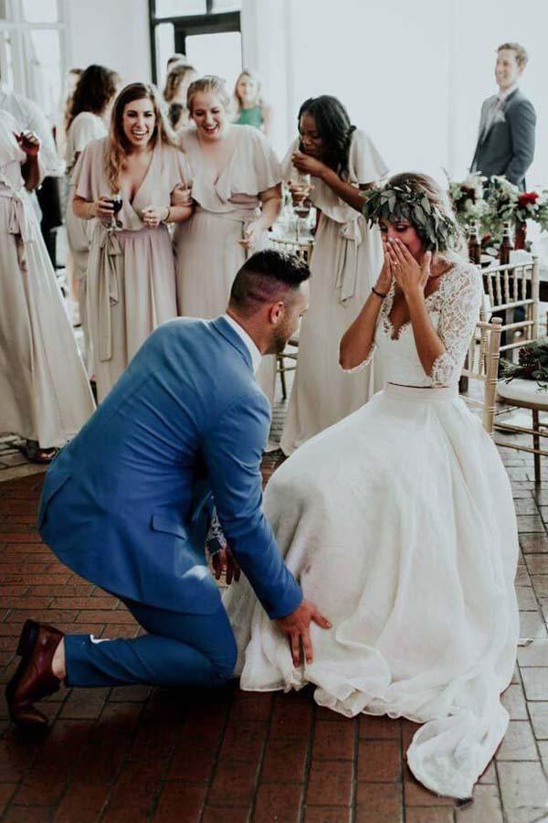 Two Piece 3/4 Sleeve Chiffon Wedding Dresses Wedding Dress  WD314 - Pgmdress