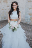 Two Piece White Wedding Dresses Ruffle Skirt A-line Wedding Dress WD287 - Pgmdress