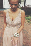 V-neck Chiffon Beading Blush Pink Evening/Prom Dresses PG 233 - Pgmdress