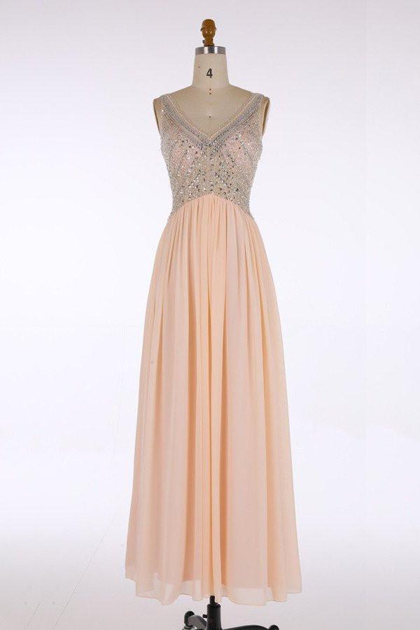 V-neck Chiffon Beading Blush Pink Evening/Prom Dresses PG 233 - Pgmdress