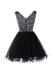 V-Neck Graduation Homecoming Dresses Beaded Tulle PG044 - Pgmdress