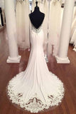 V-Neck Vintage Lace Mermaid Backless Beach Wedding Dress WD199 - Pgmdress