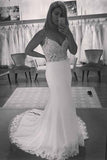 Robe de mariée de plage dos nu sirène en dentelle vintage à col en V WD199