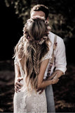 Vintage Lace Rustic Wedding Dresses Cap Sleeve Boho Wedding Gowns WD548 - Pgmdress