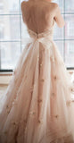 Vintage Strapless Sweetheart Neckline Flower Tulle Wedding Dress WD132 - Pgmdress