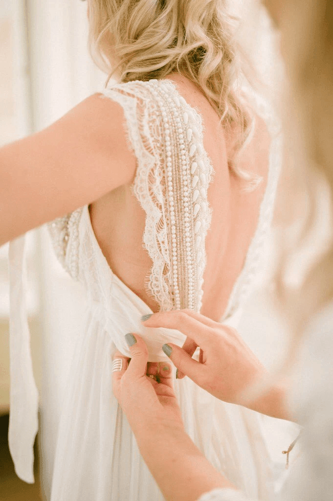 Wedding Dresses Modest Deep V-neck Beach Open Back Bridal Gowns WD539 - Pgmdress