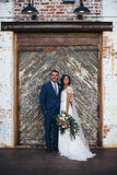 Wedding Dresses Romantic A-line V-neck Beading Sexy Chiffon Bridal Gown WD490 - Pgmdress