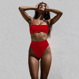 Sexy Bikinis Solid Push Up Bikini Hot Sale Padded Bra Straps Swimsuit - Pgmdress