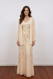 Two Piece Champagne Sequins Sparkly Mother of the Bride Dress