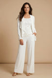 3-Piece White Chiffon Round Neck Mother of the Bride Dress-Pgmdress