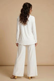 3-Piece White Chiffon Round Neck Mother of the Bride Dress-Pgmdress