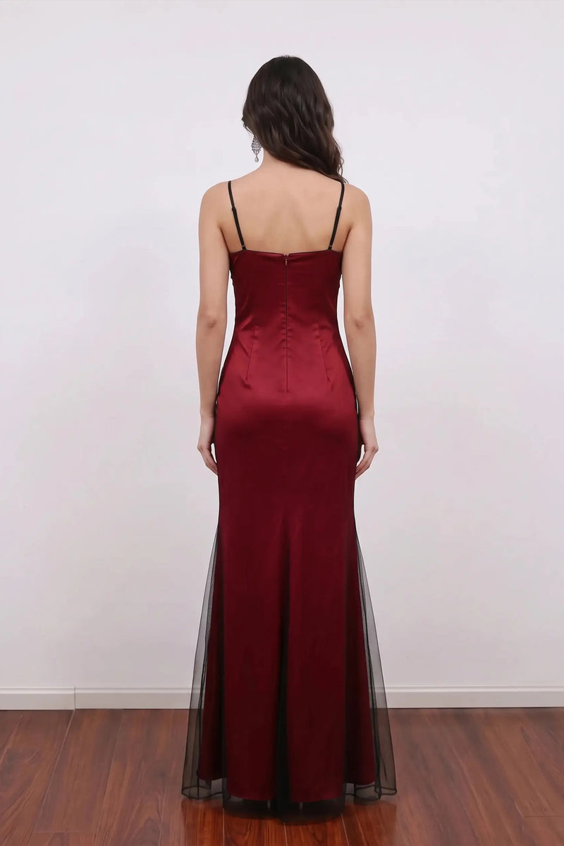 90s Vintage Beaded Prom Dress Sheath Red and Black Party Dress-Pgmdress