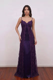 90s Vintage Prom Dress Dark Purple Lace Up Back Maxi Gown-Pgmdress