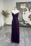 90s Vintage Prom Dress Dark Purple Lace Up Back Maxi Gown-Pgmdress