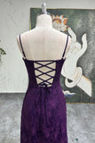 90s Vintage Prom Dress Dark Purple Lace Up Back Maxi Gown-Pgmdress