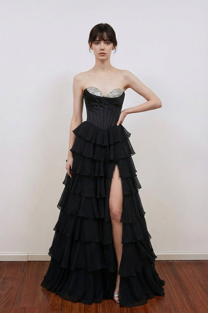 A-Line Beading Sweetheart Strapless Empire Tiered Long Prom Dress Pgmdress A-Line Beading Sweetheart Strapless Empire Tiered Long Prom Dress Pgmdress