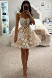 A-Line Corset Bodice Floral Fuchsia Homecoming Dress Party Dress-Pgmdress