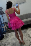 A-Line Square Neck Empire-Waist Ruffles Chiffon Homecoming Dress-Pgmdress