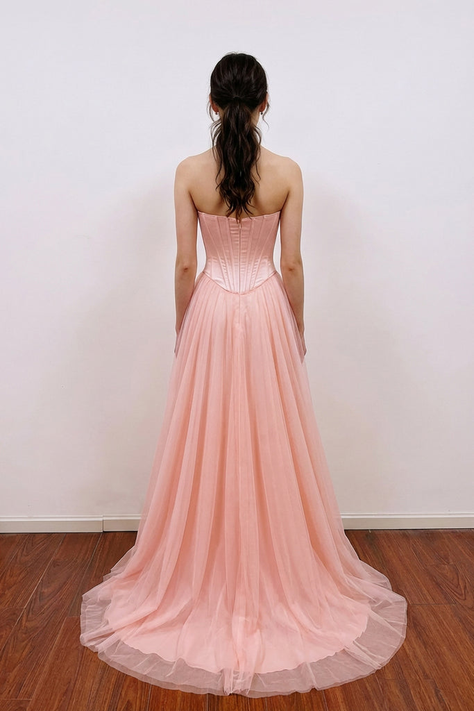 A-Line Sweetheart Corest Chiffon Pink Prom Dress with Bow Pgmdress A-Line Sweetheart Corest Chiffon Pink Prom Dress with Bow Pgmdress