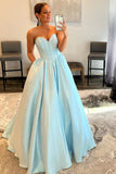 A-Line Sweetheart Strapless Blue Long Prom Dress Formal Gown PSK463