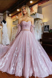 A-Line Two-Piece Dusty Pink Prom Dress with Sleeves PSK508-Pgmdress